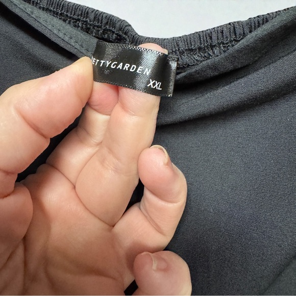 PrettyGarden Black Smocked Babydoll Dress XXL Lantern Sleeve Fit Flare - Picture 7 of 16